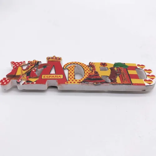 Vista 2 de Letras 3D Madrid refrigerador imán nevera recuerdos turísticos hecho a mano resina artesanía pegatinas magnéticas hogar cocina decoración viaje