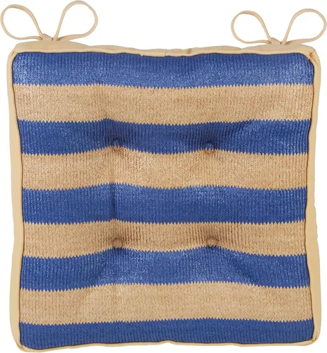 Vista 2 de Klear Vu Raffia - Juego de 2 cojines resistentes al agua para sillas de patio, cojines de asiento y respaldo, rayas azules