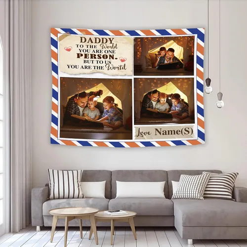 Vista 12 de Tiirreez Regalos para el día del padre, tapiz personalizado con texto fotográfico, regalos para papá de hija, hijo, esposa, tapiz personalizado