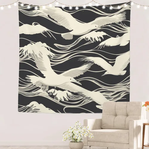 Vista 8 de Batmerry Abstract Repeat Polyester Tapestry, Tiled Directional Lightweight Wall Hanging High-Definition Print Backdrop For Dorm Room Bedroom Living