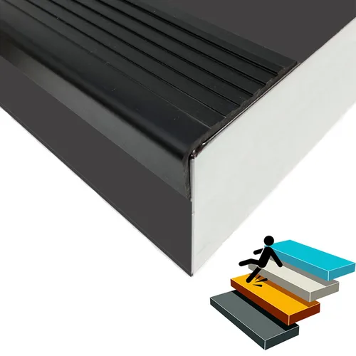 Vista 2 de Protector de borde de escalera de goma de vinilo, moldura de nariz de escalera, borde de escalera, borde de escalera, impermeable, para interiores
