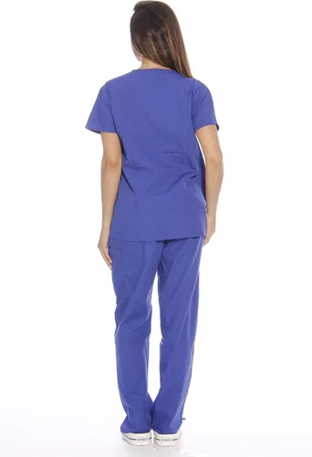 Vista 3 de Conjunto médico Just Love de seis bolsillos para mujer (cuello de pico y pantalón cargo)