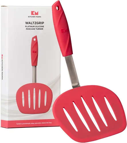 Vista 8 de Kitchen Mama WaltzGrip Platinum Espátula de Silicona para Tortitas y Volteador: Resistente al Calor, Flexible, Núcleo de Acero Inoxidable