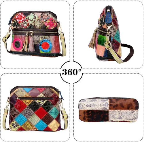 Vista 3 de Eysee Bandolera Mujer Multicolor, Bolso de Cuero Colorido Monederos (Multicolour5)