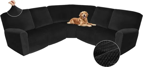 Vista 169 de Arfntevss Fundas de sofá seccional reclinable de terciopelo, Funda de sofá seccional de esquina para sofá reclinable, Funda elástica suave