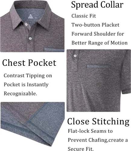 Vista 25 de V VALANCH Polo de golf de manga corta para hombre, estilo casual, con cuello que absorbe la humedad