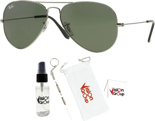 Vista 2 de Ray-Ban RB3025 - Gafas de sol de aviador de metal + paquete de accesorios Vision Group