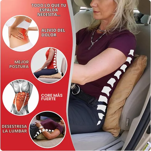Vista 4 de QiPillow - Cojín ergonómico y ortopédico para aliviar el dolor, respaldo lumbar y postura, para silla, sofá, cama (camello)
