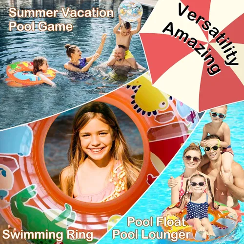 Vista 2 de Juego de flotadores de piscina para niños de 3 a 6 años, tubos interiores con temática de pirata y dinosaurio para diversión de verano, tubos