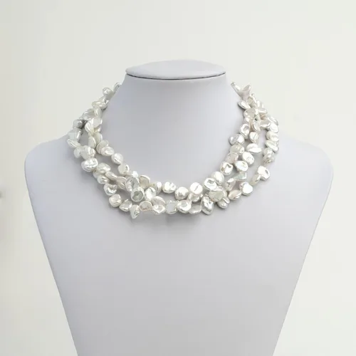 Vista 8 de Secret & You Collar de perlas para mujer, cadena cultivada de agua dulce, keshi barroco, 47.2 in de largo, perlas Keshi barrocas de 7-9 a