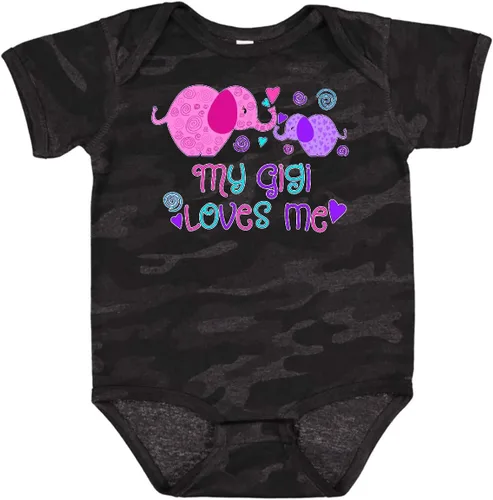 Vista 30 de inktastic My Gigi Loves Me - Body lindo de elefantes para bebé 0020 Blanco