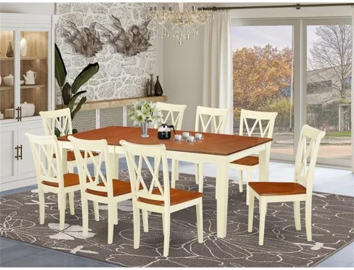 Vista 2 de Atlin Designs Juego de mesa de comedor de 9 piezas en suero de leche/cereza