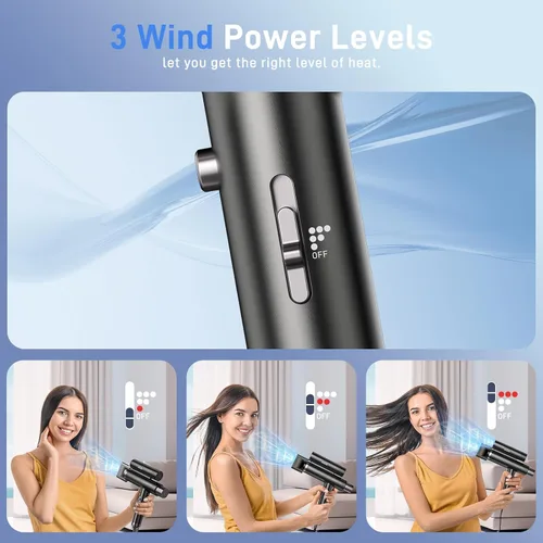 Vista 4 de Hurricane Pro - Secador de pelo profesional, único motor sin escobillas dual de 216,000 rpm, secador iónico para salón y uso doméstico, compacto