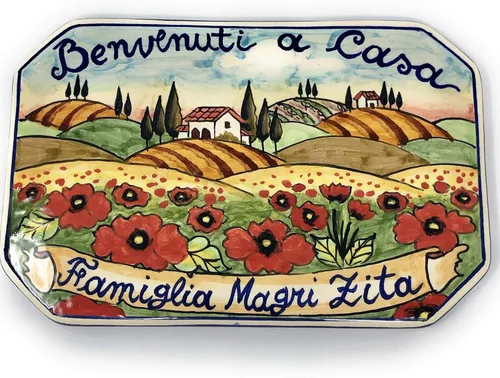 Vista 6 de CERAMICHE D'ARTE PARRINI - Azulejo de cerámica italiana de cerámica personalizada Número de casa placas de dirección cívica Paisaje decorado a mano