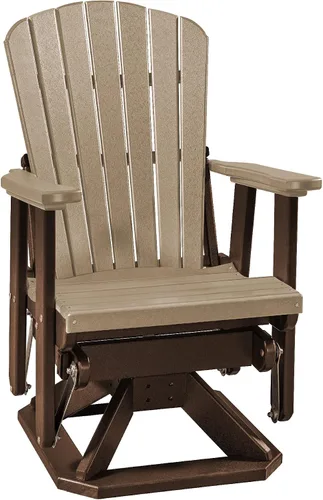 Vista 7 de DutchCrafters Slat Fan Back Poly Adirondack Swivel Glider Outdoor Patio Chair (Black)