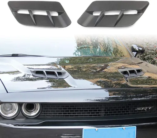 Vista 7 de Cubierta de Moldura de Ventilación de Salida de Aire del Capó del Motor para Dodge Challenger 2015-2023 (Patrón de Fibra de Carbono)