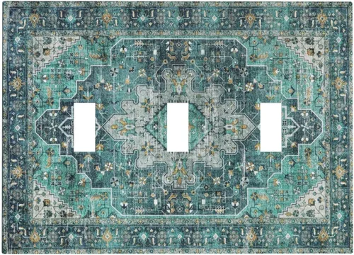 Vista 60 de Cubierta de Toma Duplex de 1 Banda Decorativa con Diseño de Puesta de Sol Abstracto y Arcoíris, Placa Frontal Eléctrica, Interruptor de Luz Único