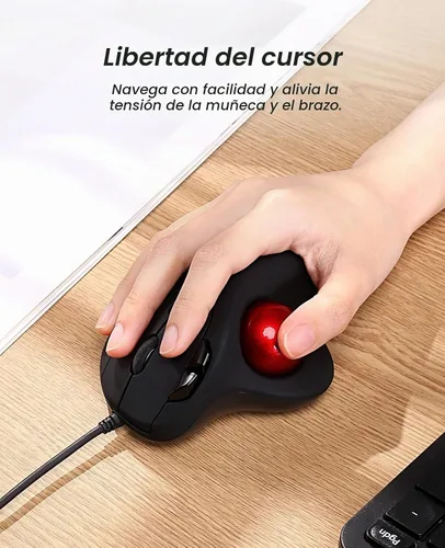 Vista 2 de Ratón Nulea M509 Trackball con cable, diseño ergonómico, fácil control con el pulgar, seguimiento preciso y suave, interfaz 2-en-1