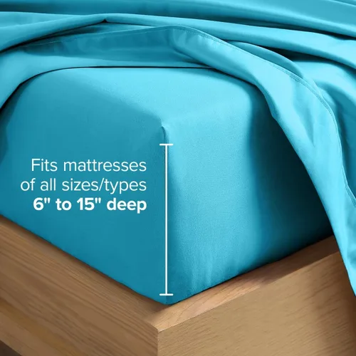 Vista 114 de Bare Home Sheet Set 1800 Ultra-Soft with 2 Pillowcases (Twin XL, Dark Blue)