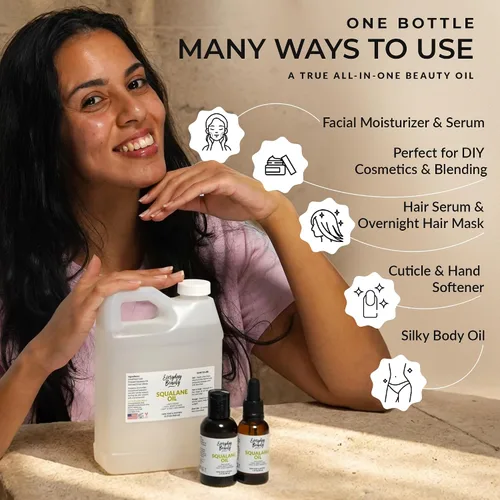 Vista 5 de Aceite de escualano - Aceite facial 100% puro y natural derivado de plantas, botella de vidrio de 1 onza líquida y cuentagotas - Aceite hidratante