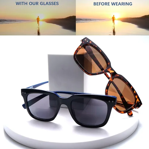 Vista 7 de Anteojos de lectura bifocales, lentes de sol para mujeres y hombres, protección UV400, lectores de sol, bisagras de resorte, marco retro