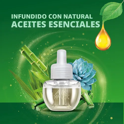 Vista 3 de Air Wick - Repuesto de aceite aromático para enchufar, ambientador, aceites esenciales, 10 unidades, agave azul y bambú