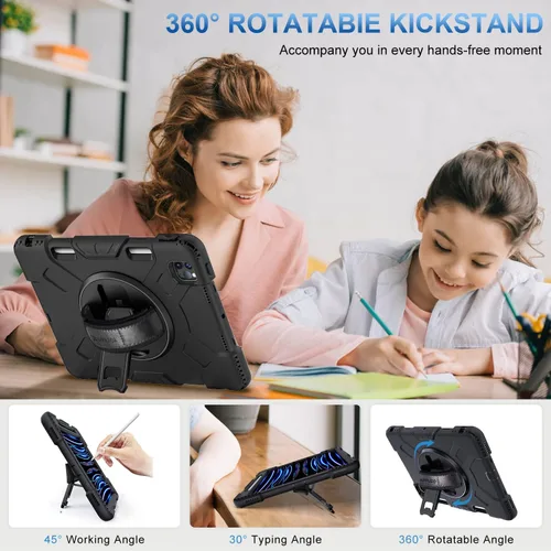 Vista 5 de SUPFIVES Funda para iPad Pro de 11 pulgadas (4ª generación), de silicona a prueba de golpes, de grado militar, para iPad Pro 11 de 4ª/3ª/2ª Negro