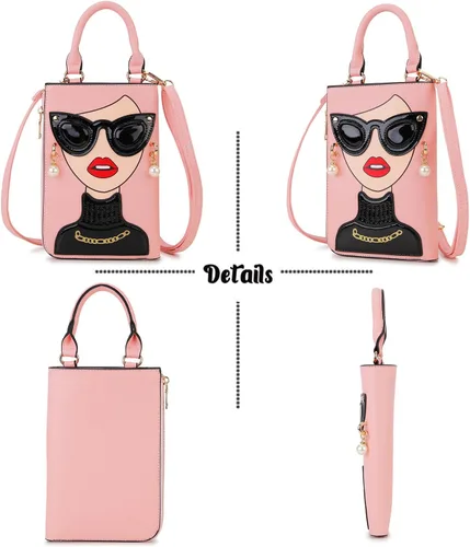 Vista 7 de Bolsos de hombro para mujer, de piel sintética, con asa superior, bolso de mano para mujer