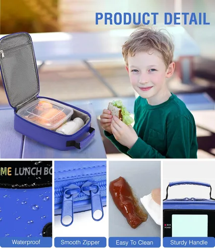 Vista 5 de Boys Lunch Box,Gamer Lunch Box for Boys Kids,Leather Insulated Lunch Bag for Kids,School Thermal Meal Cooler Lunch Boxes for Boy Kid
