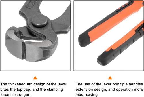 Vista 4 de HARFINGTON Alicates de corte de extremo de 6 pulgadas, alicates extractores de uñas con mango de PVC naranja negro para manualidades de bricolaje