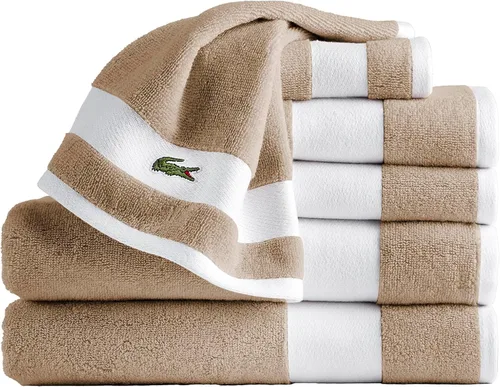 Vista 11 de Lacoste Sport Stripe - Juego de toallas de lujo de algodón (6 piezas) – Hecho con 100% algodón Supima suave, absorbente y de secado rápido, incluye