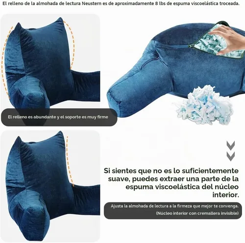Vista 9 de Neustern Almohada de lectura, soporte para espalda, reposo en cama para Azul