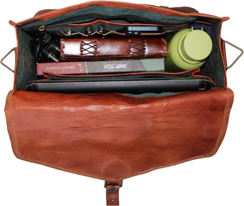 Vista 5 de 15 "bolso de mensajero de cuero para computadora portátil, maletín de oficina, regalo para hombres, bolsa de hombro desgastada