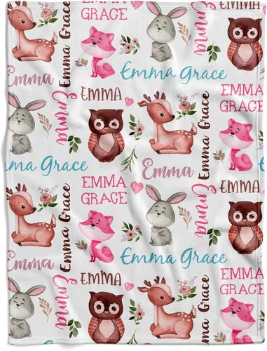 Vista 11 de Manta personalizada de ciervo alpino para bebé, manta personalizada para el cuarto de bebé, manta de vellón suave para la vida silvestre, ropa