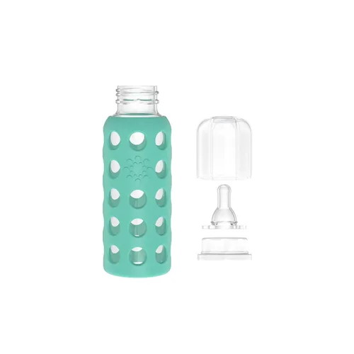 Vista 5 de Lifefactory Biberón de vidrio sin BPA Funda protectora de silicona Paquete de 2 de 9 onzas Papaya, col rizada