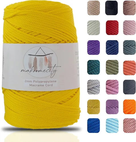 Vista 71 de Makromecity, Cordón de macramé de poliéster de 2 mm x 250 yardas (750 pies) Cordón de macramé de 2 mm de polipropileno para arte y manualidades