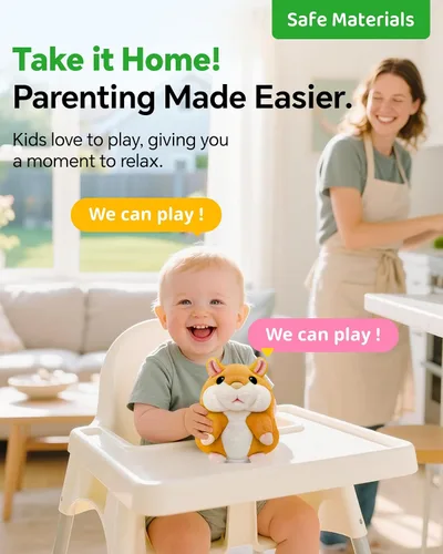 Vista 5 de TWORIVER Juguete de hámster parlante para niños de 2 a 4 años, repite lo que dices, juguete interactivo de peluche, juguete de aprendizaje de habla