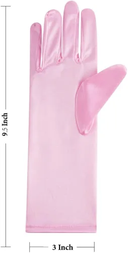 Vista 5 de Papoopy Guantes de satén para niñas para primera comunión princesa fiesta de té disfraz de 3 a 12 años