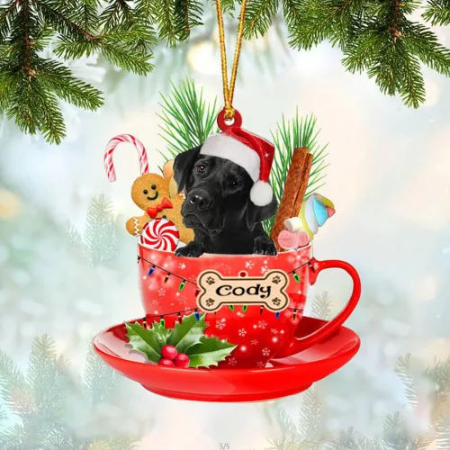 Vista 70 de NAZENTI Adorno personalizado de Alaskan Malamute en taza roja, adorno de Navidad personalizado para perros amantes de las mascotas, colgante