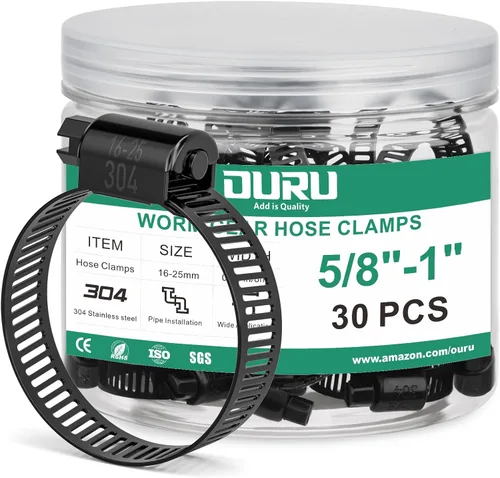 Vista 11 de OURU - Juego de 10 abrazaderas de manguera negras de 1"–2", abrazaderas de manguera pequeñas ajustables de 27–51mm de acero inoxidable, abrazaderas