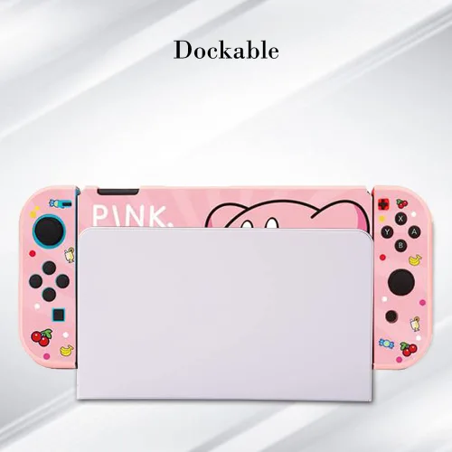 Vista 6 de PERFECTSIGHT Funda protectora compatible con Nintendo Switch Cute Kirbi Funda delgada antiarañazos a prueba de golpes para NS Switch y Joy-Con