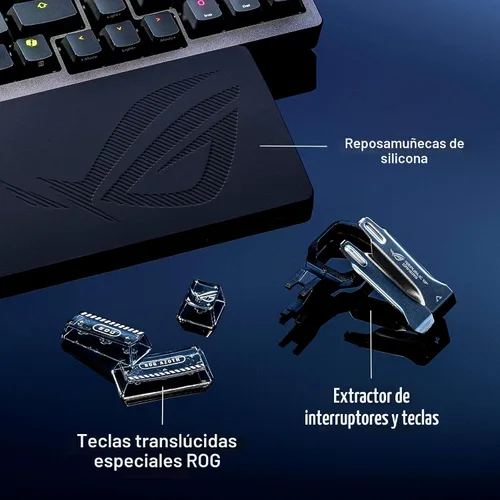 Vista 6 de ASUS ROG Azoth 96 HE Teclado inalámbrico para juegos con efecto Hall – 96% tamaño completo, trimodo, interruptor magnético intercambiable en Negro