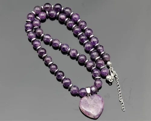 Vista 109 de Colgante de corazón de aventurina natural, Collar de cuentas de aventurina genuina, Collar de piedra verde, Collar de piedras preciosas, Cuentas