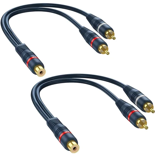 Vista 9 de Cables RCA (0.66 pies, azul oscuro, 1) Adaptador azul oscuro para TV Subwoofer Car Stereo Speaker Amplifer