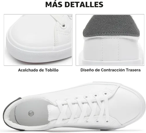 Vista 5 de FRACORA - Tenis blancos para hombre de piel sintética
