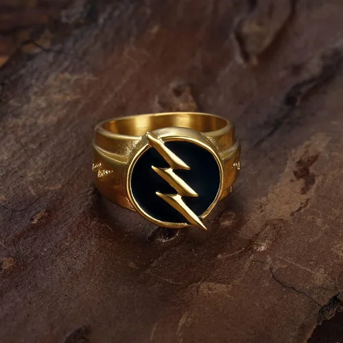 Vista 2 de PAURO Anillo de fiesta de acero inoxidable para hombre, diseño de perno de trueno