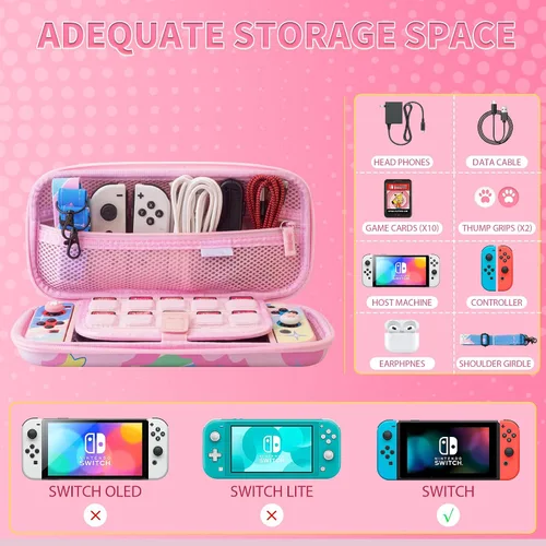 Vista 5 de Bonita funda de transporte compatible con Nintendo Switch, funda de viaje impermeable con funda protectora de interruptor para anime, protector
