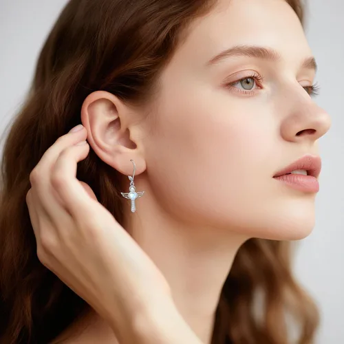 Vista 26 de Aretes colgantes de filigrana de plata de ley 925, margarita, loto, flor de rosa, piedra lunar, lágrima para mujer, nudo celta infinito, margarita