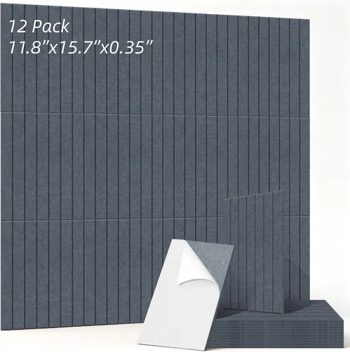 Vista 26 de Paneles acústicos artísticos para pared, paquete de 5 paneles absorbentes de sonido, paneles de pared insonorizados de 47.2 x 23.6 pulgadas, paneles