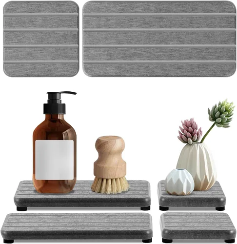Vista 12 de Bandeja de piedra absorbente de agua para fregadero, bandeja de fregadero de piedra de secado rápido, bandejas de diatomita absorbentes de agua